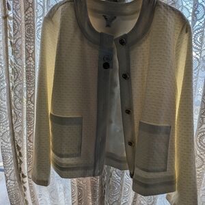 Cato Women's Elegant Cream and Gray Blazer